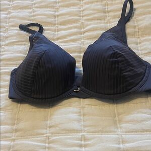 Thirdlove Steel Blue Seamless Stripe Plunge Bra 34C 1/2